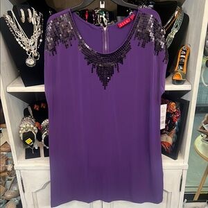 Purple Sequin Embellished Women's Top